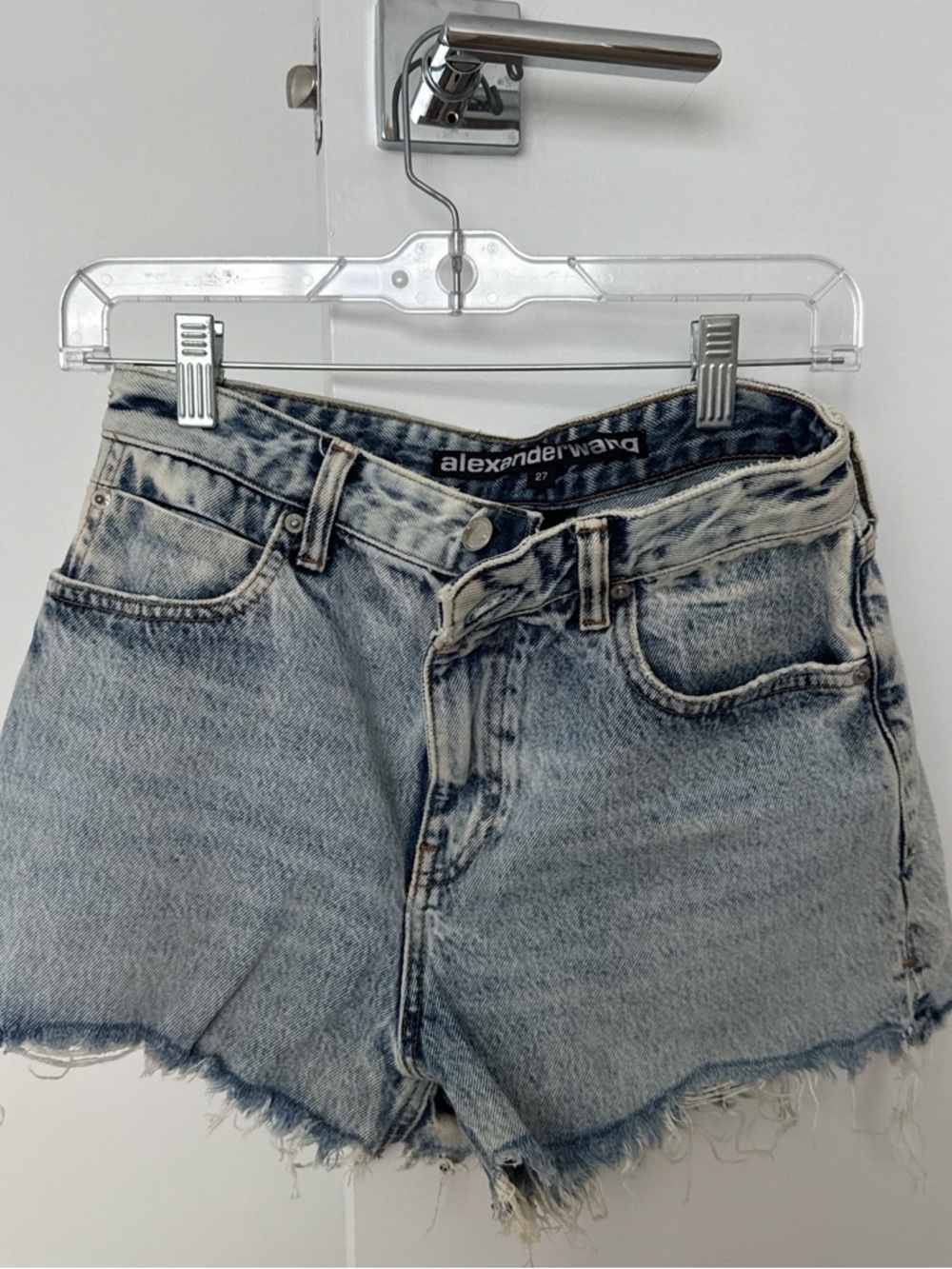 Alexander Wang Faded Light Blue High-Rise Denim Cutoff Shorts